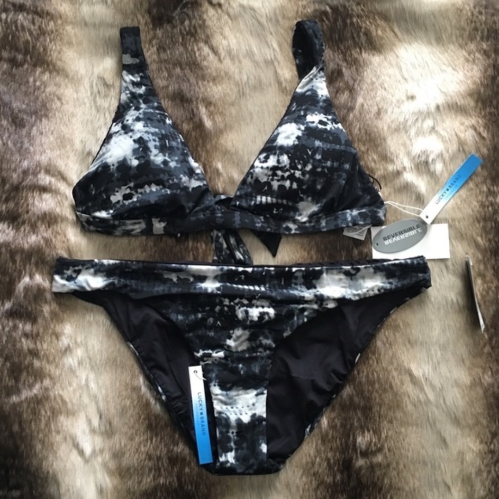 🛍 Lucky Brand Tie Dye Reversible Bikini Set L NWT